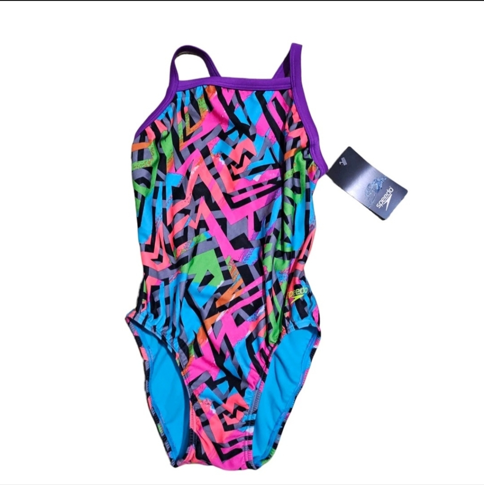 SPEEDO Flipturns Propel Back Prolt Performance Training Swimsuit girls size 7-8